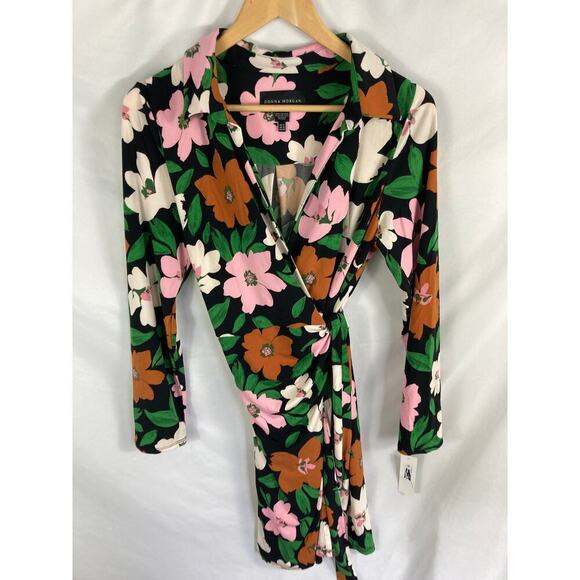 NWT Donna Morgan Long Sleeve Floral Wrap Dress Size 12 - Picture 5 of 7